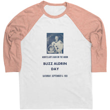 Load image into Gallery viewer, Buzz Aldrin Day Montclair Raglan Baseball Style T-Shirt