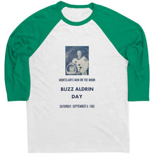 Load image into Gallery viewer, Buzz Aldrin Day Montclair Raglan Baseball Style T-Shirt