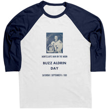 Load image into Gallery viewer, Buzz Aldrin Day Montclair Raglan Baseball Style T-Shirt