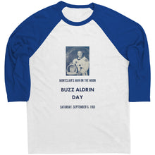Load image into Gallery viewer, Buzz Aldrin Day Montclair Raglan Baseball Style T-Shirt