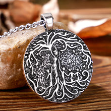 Load image into Gallery viewer, Double Sided Necklace Carved Mom &amp; Several Children Family Tree of Life Necklace Coin Pendant Mom