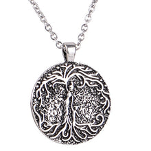 Load image into Gallery viewer, Double Sided Necklace Carved Mom &amp; Several Children Family Tree of Life Necklace Coin Pendant Mom