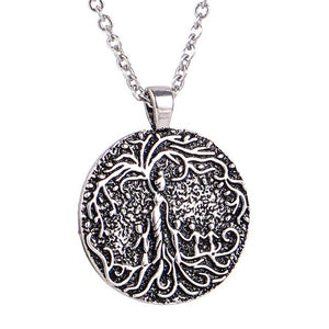 Double Sided Necklace Carved Mom & Several Children Family Tree of Life Necklace Coin Pendant Mom