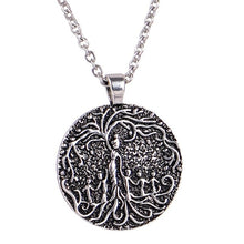 Load image into Gallery viewer, Double Sided Necklace Carved Mom &amp; Several Children Family Tree of Life Necklace Coin Pendant Mom