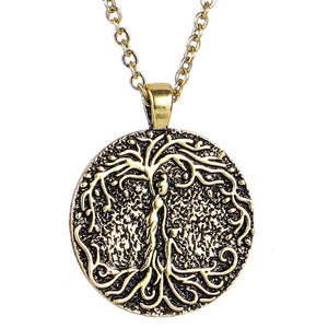 Double Sided Necklace Carved Mom & Several Children Family Tree of Life Necklace Coin Pendant Mom