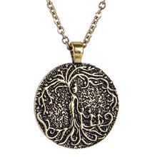 Load image into Gallery viewer, Double Sided Necklace Carved Mom &amp; Several Children Family Tree of Life Necklace Coin Pendant Mom