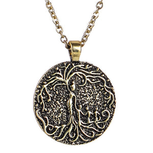 Double Sided Necklace Carved Mom & Several Children Family Tree of Life Necklace Coin Pendant Mom