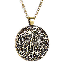 Load image into Gallery viewer, Double Sided Necklace Carved Mom &amp; Several Children Family Tree of Life Necklace Coin Pendant Mom