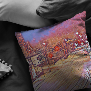 Valley Rd Snow 1969 Impressionist Pillow