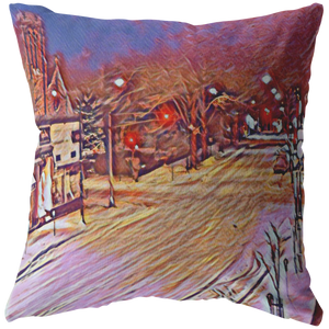 Valley Rd Snow 1969 Impressionist Pillow