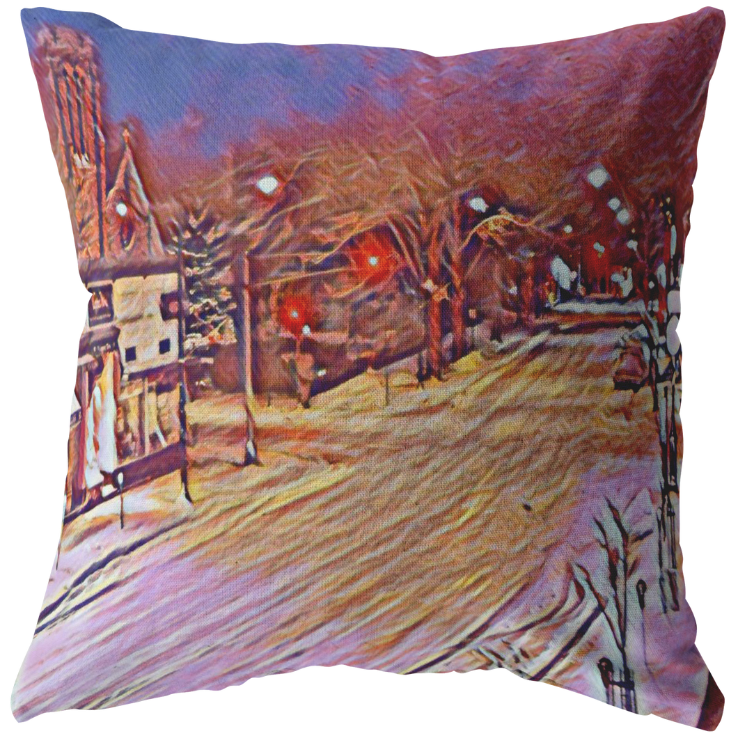 Valley Rd Snow 1969 Impressionist Pillow